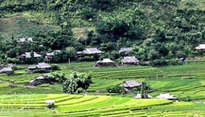 Ang Village - A water-color painting of Northwestern mountains