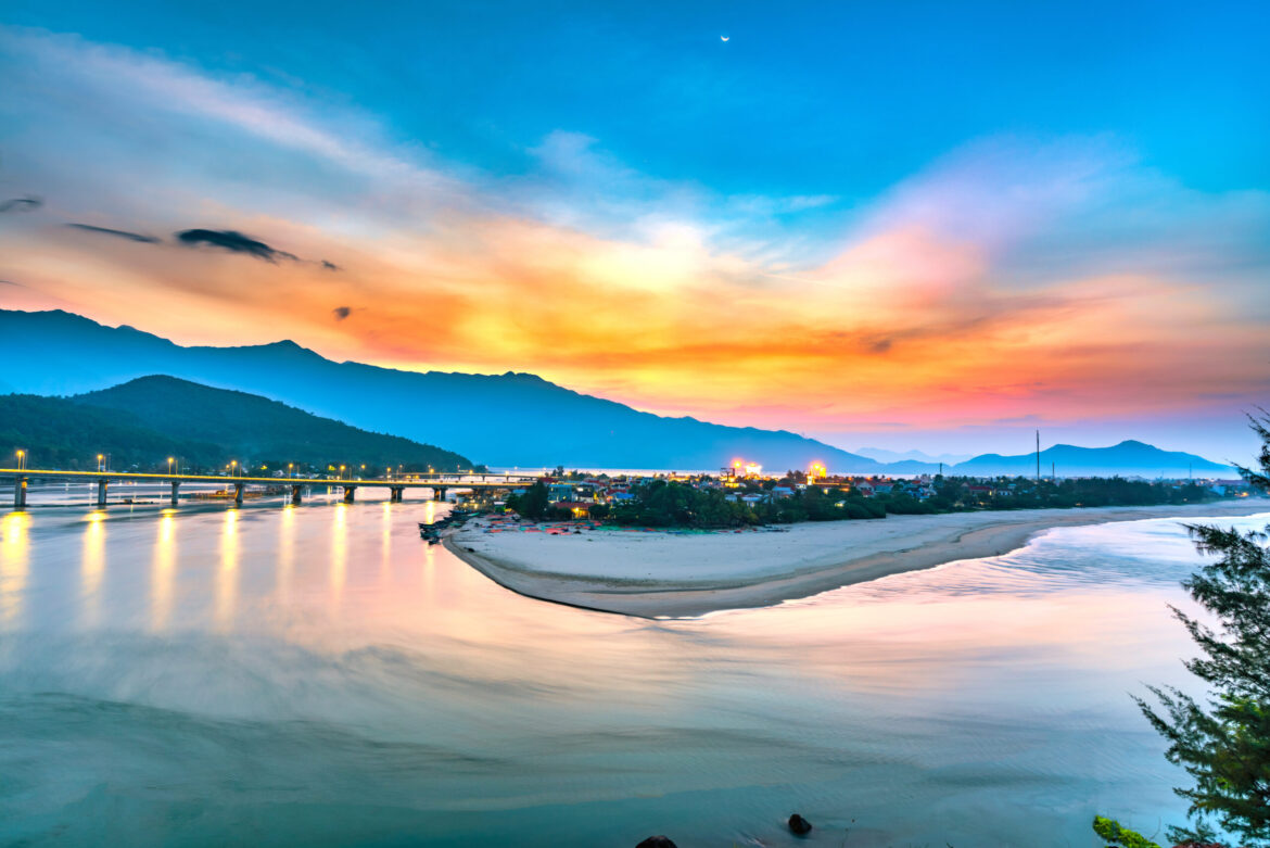 Lang Co bay, Hue, Vietnam in the sunset